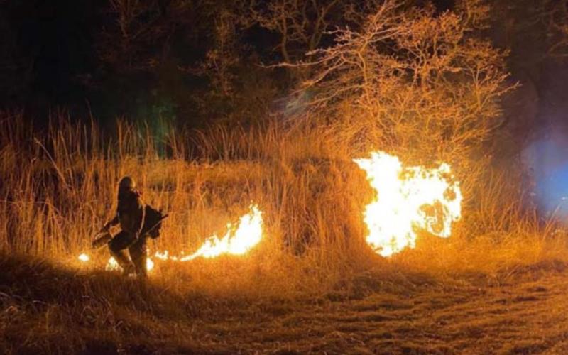 Multiple agencies, including the Lampasas Fire Department, worked through the night Monday to put out a wildfire in Mills County. Other fires have been reported in South and West Texas over the last two weeks. COURTESY PHOTO | TEXAS A&amp;amp;M FOREST SERVICE