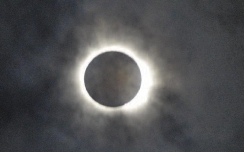 ERICK MITCHELL | DISPATCH DISPATCH This view of totality during the 2024 total solar eclipse was captured from the 580 Sports Complex.
