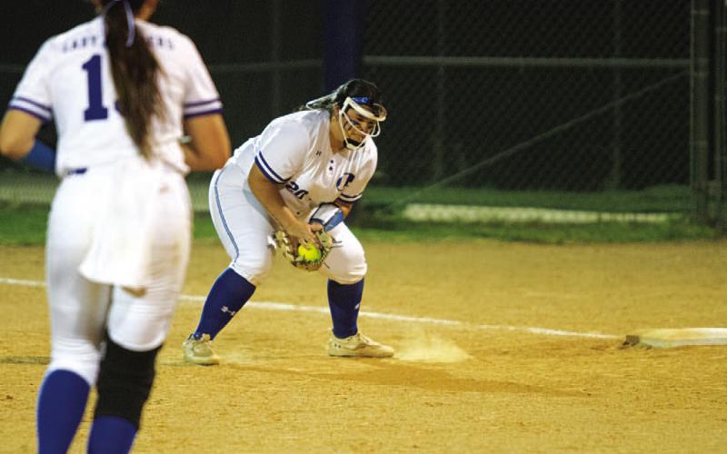 Amari Munoz fields a ground ball at first base. HUNTER KING | DISPATCH RECORD