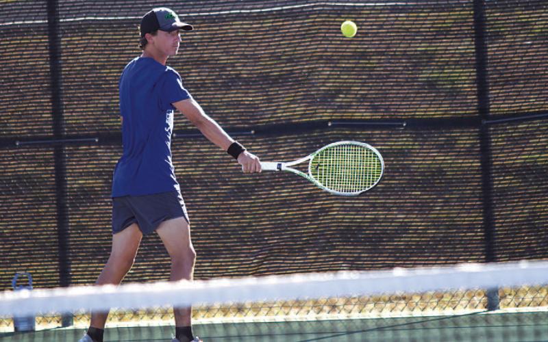 HUNTER KING | DISPATCH RECORD Tyler Ecker has been a staple in the middle of the boys’ team so far in his senior year.