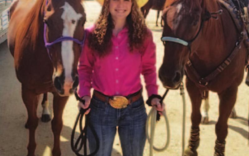 Katie Procter poses with her two horses, Putt and Tuscon. COURTESY PHOTO
