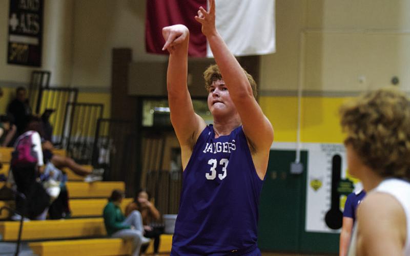 HUNTER KING | DISPATCH RECORD Beau Patterson has recorded double-doubles frequently for the Badgers in 2023.