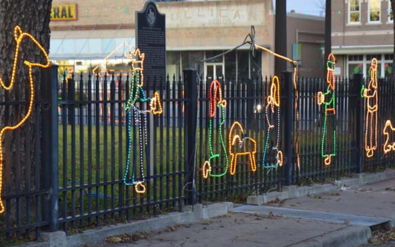 Christmas decorations seen on the courthouse square