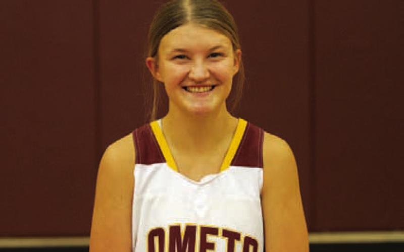 Name: Teagan Brooks Class: Junior Sport: Basketball, Volleyball and Tennis Favorite School Subject: Geometry Favorite Vacation: South Padre Island One Person To Meet: Paige Bueckers or Caitlin Clark Main Goal This Season: Make the playoffs