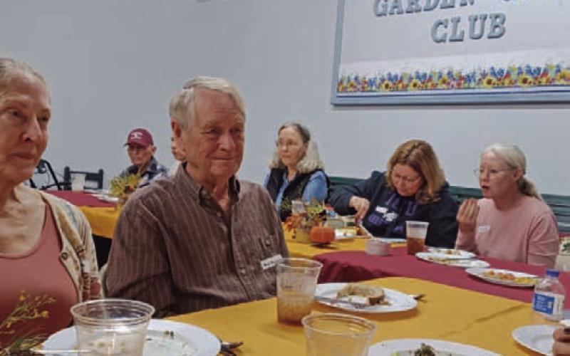 Club members and guests enjoyed a Thanksgiving dinner together Nov. 20 at the garden club building in Lometa. COURTESY PHOTO