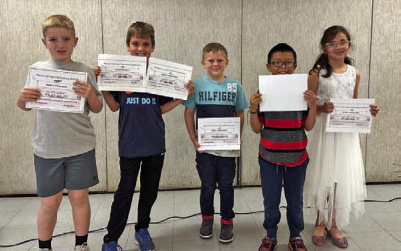 Hanna Springs Elementary celebrates its third-grade perfect attendance award winners. COURTESY PHOTO