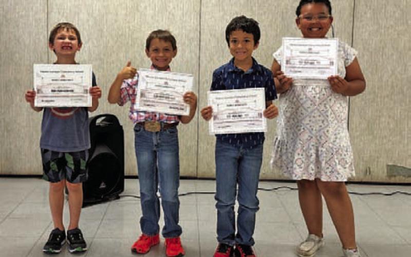 Hanna Springs Elementary celebrates its first-grade perfect attendance award winners. COURTESY PHOTO