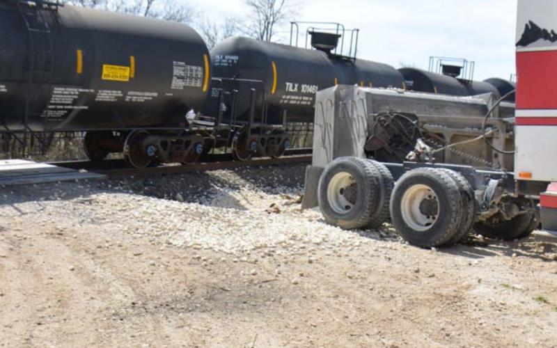 No injuries were reported as a result of a crash between a train and an 18-wheeler on Monday afternoon in Kempner. MONIQUE BRAND | DISPATCH RECORD