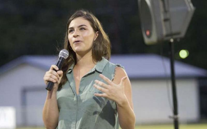 Rebecca Pearce shares her story during Fields of Faith. HUNTER KING | DISPATCH RECORD