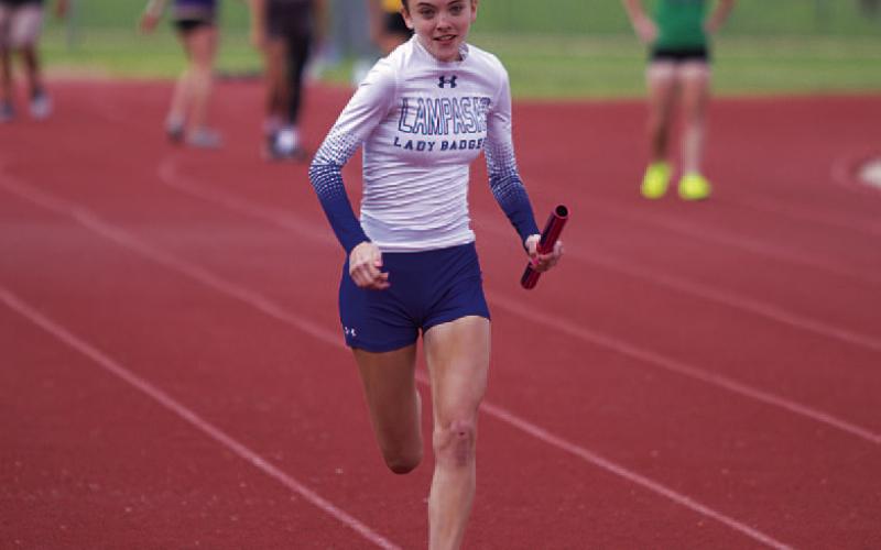HUNTER KING | DISPATCH RECORD Hailey Palmer was the anchor leg for the Lampasas girls’ 4x100-meter relay team.