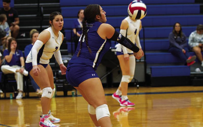 HUNTER KING | DISPATCH RECORD Julia Ybarra makes a pass to a teammate during the final non-district match.
