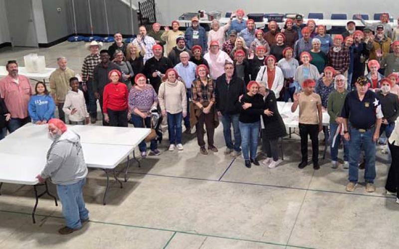 The Lampasas Ministerial teamed up with Rise Against Hunger, an international nonprofit organization dedicated to fighting global hunger, to pack 10,000 meals on Jan. 31. A group of 76 volunteers from five local churches participated in the event that was held at New Covenant Church. COURTESY PHOTO