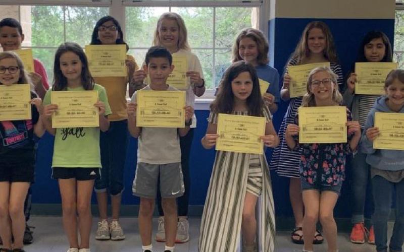 Fourth-graders who achieved all A’s this year at Hanna Springs Elementary are pictured above. COURTESY PHOTO