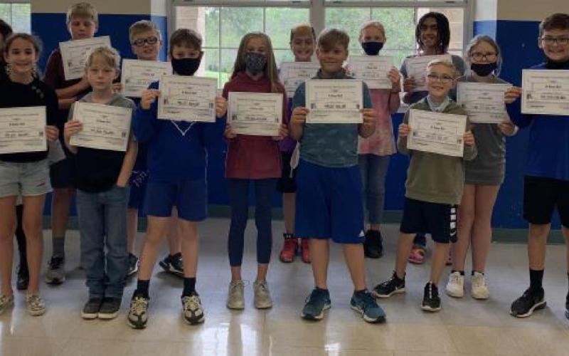 These fifth-grade students at Hanna Springs Elementary School maintained an all-A average throughout both semesters of the 2020-2021 school year. COURTESY PHOTO