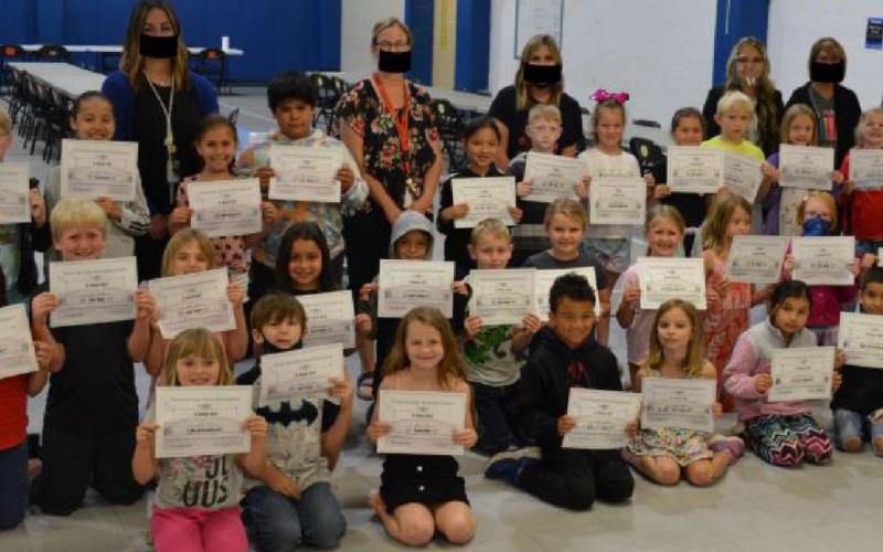 This group of second-grade Hanna Springs Elementary students was honored for having an all-A average throughout both semesters of the school year. COURTESY PHOTO
