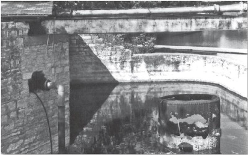 This photo of Hancock Springs Bathhouse shows the rusting caisson and steel beams that used to support the pumphouse over the mineral spring. COURTESY PHOTO | JEFF JACKSON COLLECTION
