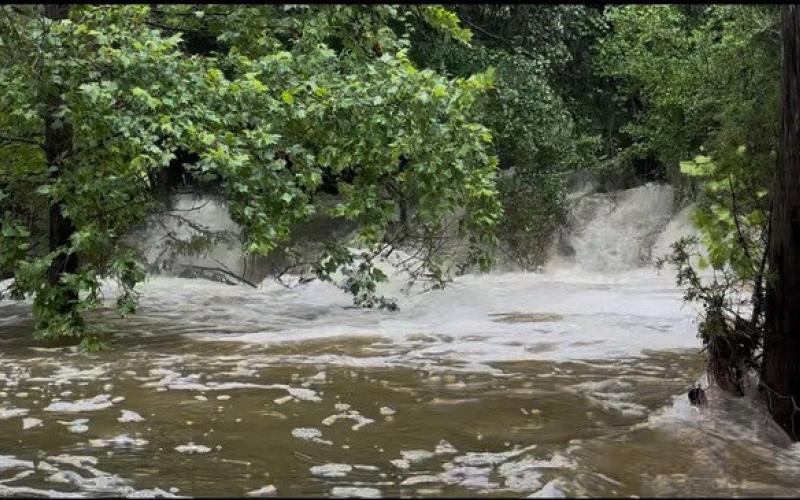 joycesarah mccabe | dispatch record Recent floodwaters that roared through Lampasas County took out water gaps and washed away roads. Here, water rushes across cattle pastures and engulfs all trees in its path.