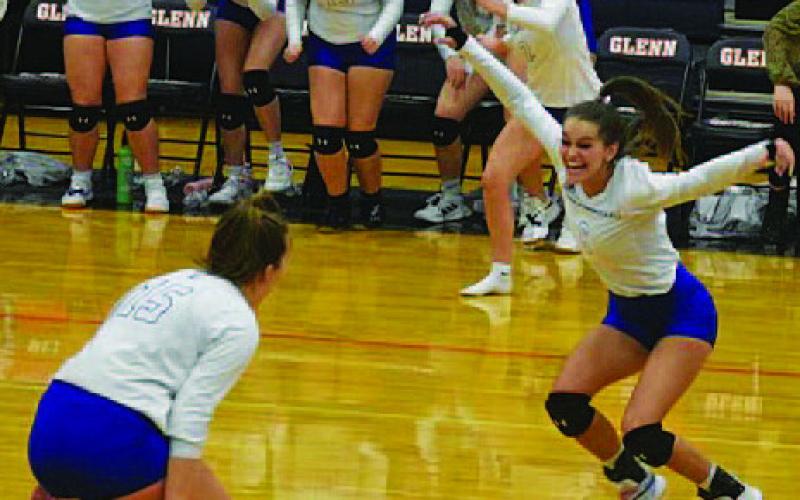 Ava Dowdy, left, and Kayli Syx celebrate after scoring against Jarrell last Friday. COURTESY PHOTO