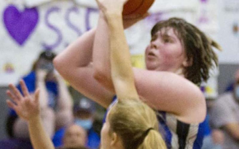 Morgan Lovejoy scored eight points in the first half as the Lady Badgers beat Brownwood for the second time this year and qualified for the playoffs. JEFF LOWE | DISPATCH RECORD