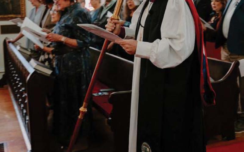 Bishop C. Andrew Doyle leads the procession for the beginning of Morning Prayer services that also commemorated All Saints Day. Doyle was in Lampasas on Nov. 1 to recognize the 150th anniversary of the founding of St. Mary’s Episcopal Church. abby rainwater | courtesy photo