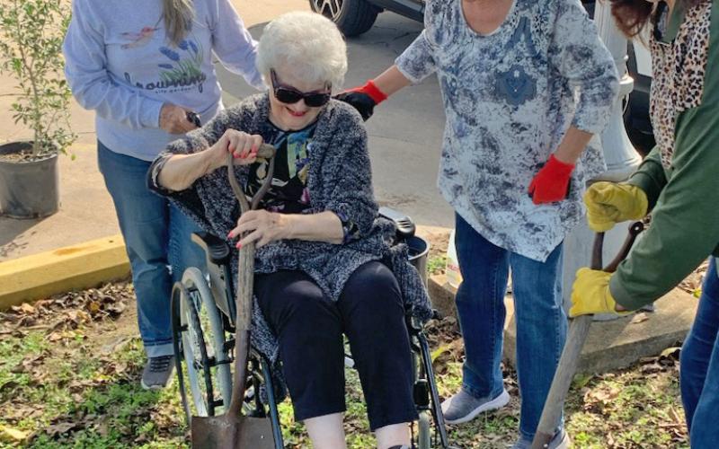 In recognition of Texas Arbor Day on Nov. 3, members of the Browning Community Garden Club planted a tree at Caraday of Lampasas. Pictured are, from left to right, Gail Eltgroth, Oleta Walls, Lanetta Sprott and Betty Seacrest. courtesy photo