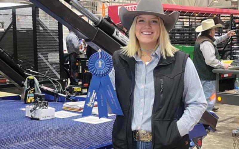 Jaycee Lockhart’s feed and hay trailer placed third in its class at the Houston Livestock Show’s Agricultural Mechanics Show. COURTESY PHOTO