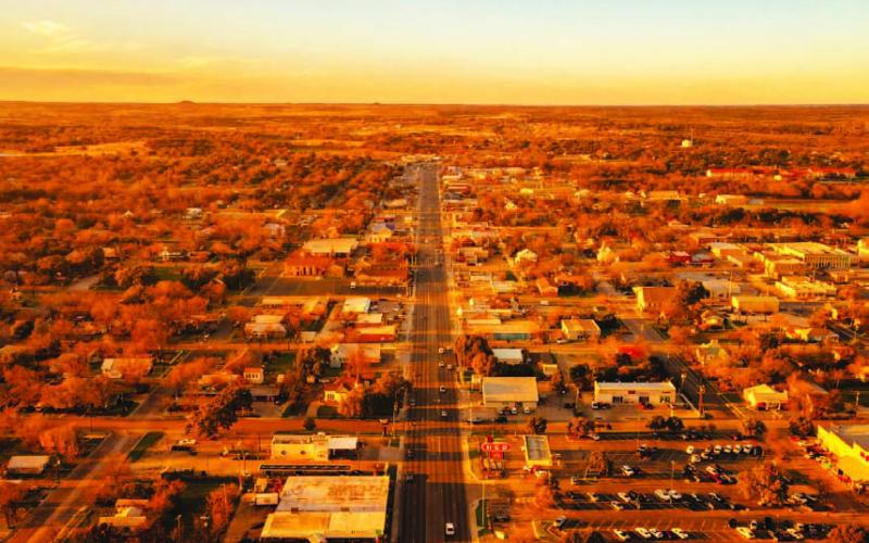 Chase Kuker and Jordan Kuker believe creation of a documentary film on Lampasas and all it has to offer can be an excellent marketing tool for the city. The brothers used this drone image in a recent presentation to the Lampasas Economic Development Corp. Board of Directors. COURTESY PHOTO