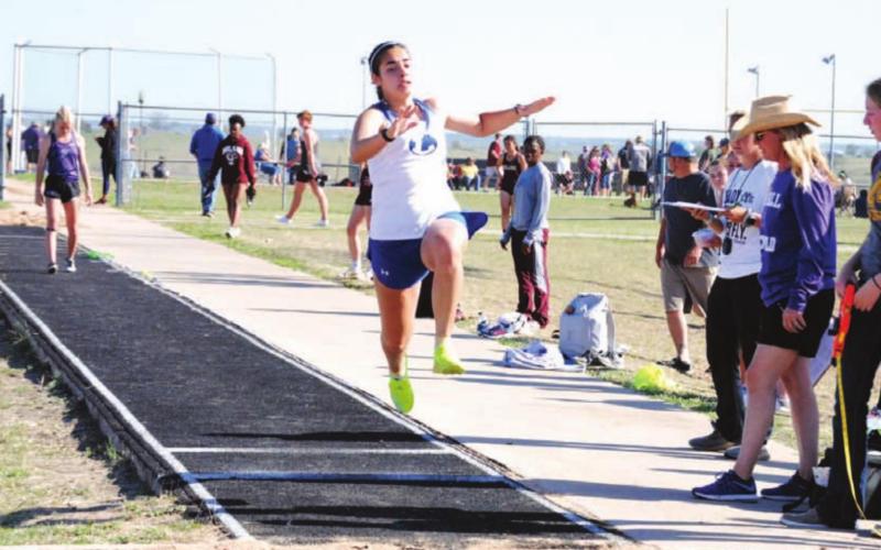 Tate Brown competes during the triple jump event at last Thursday’s meet. HUNTER KING | DISPATCH RECORD
