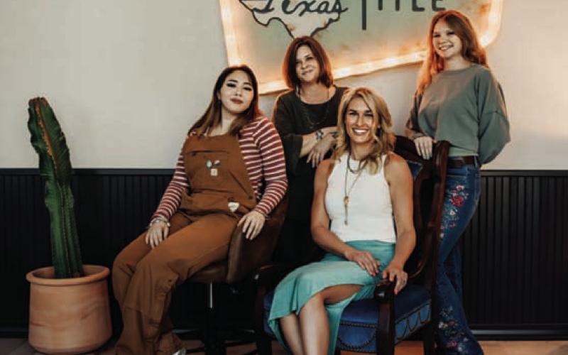 ERICK MITCHELL | DISPATCH RECORD Lampasas Texas Title staff includes, back row left to right, Erin Loya, Cassy Loya and Bailey Bolinger, with owner Ellie Orlando seated front and center.