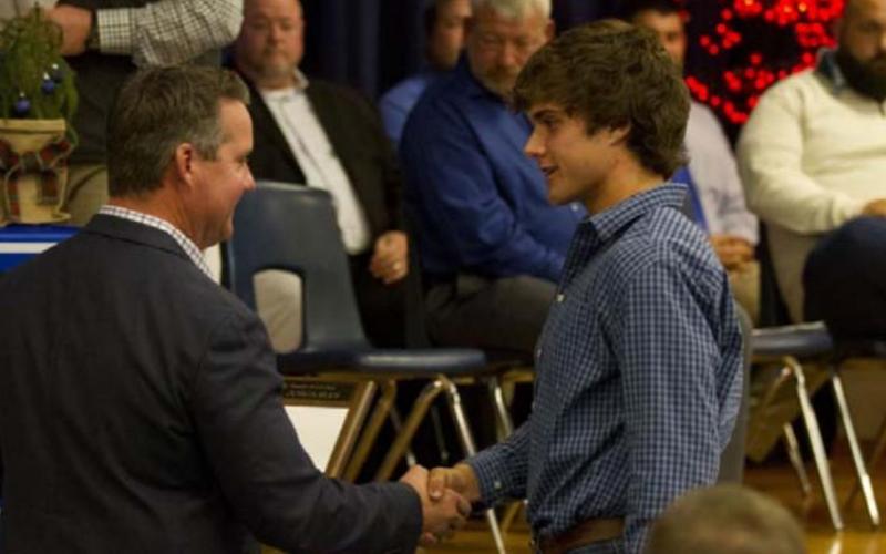 Aden Rascoe received the Coaches’ Award at the 2021 Banquet for his effort on and off the field. HUNTER KING | DISPATCH RECORD