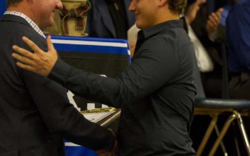 Josh Carter was named the Outstanding Linebacker on the team and will continue his football career at Oberlin College. HUNTER KING | DISPATCH RECORD