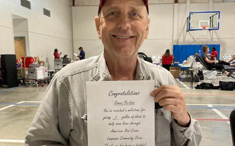 Damon Perkins reached the one gallon level with his donation. courtesy photo