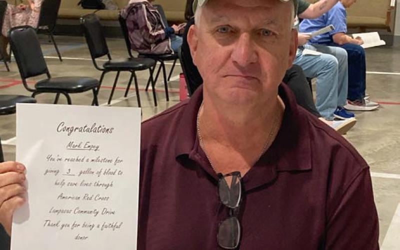Mark Empey has donated three gallons at the blood drives. courtesy photo