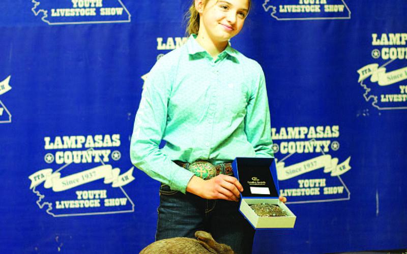 Lavinia Purdy earned Intermediate Showmanship honors in the rabbit show. HUNTER KING | DISPATCH RECORD
