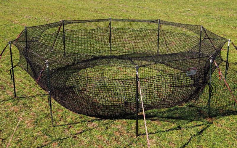 Paul Holland with the Hill Country Soil &amp;amp; Water Conservation District says the hog traps are easy to set up and simple to operate. Landowners simply need to supply bait corn to lure wild pigs into the trap. The trap system may be leased for up to 60 days. COURTESY PHOTO