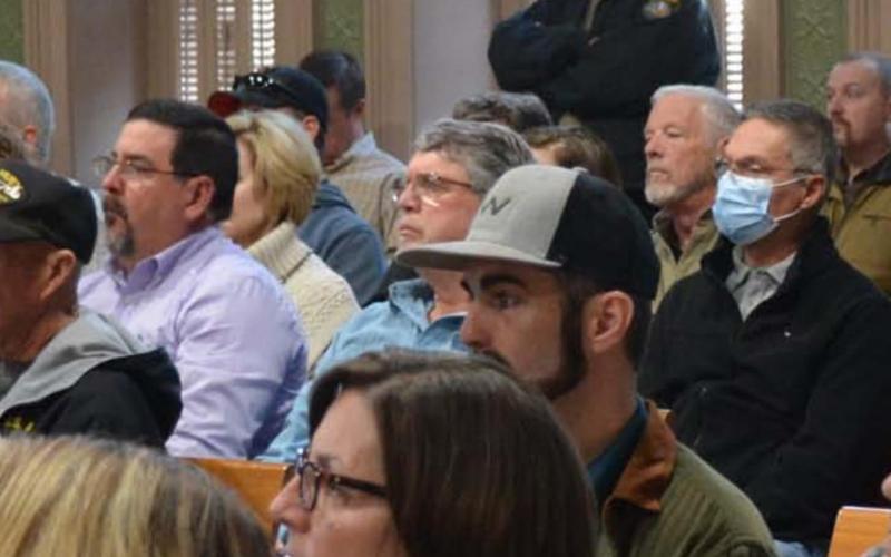 A packed courtroom audience listens to representatives from GreenGo outline its proposal Monday morning. MONIQUE BRAND | DISPATCH RECORD