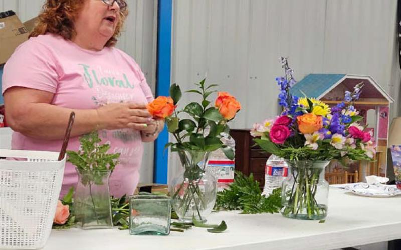 Andi Klein provided a floral arranging program last week for the Browning Community Garden Club. courtesy hoto