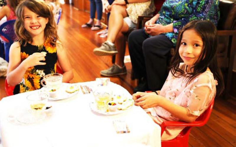 Six-year-old Nobel-Leigh Tolbert, at left, and Analicia Coronel, age 7, were all smiles, charm and grace at this year’s Teddy Bear Tea Party. JOYCESARAH MCCABE | DISPATCH RECORD