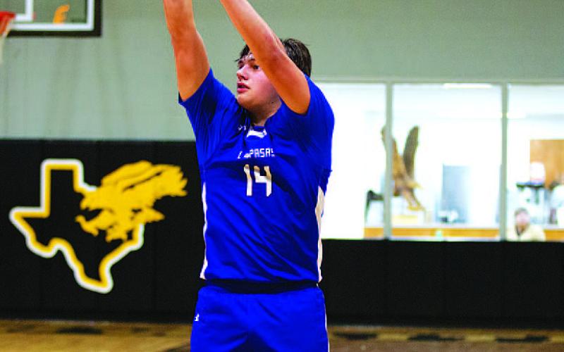 HUNTER KING | DISPATCH RECORD Dylan Polmanteer releases a three-point shot against Goldthwaite.