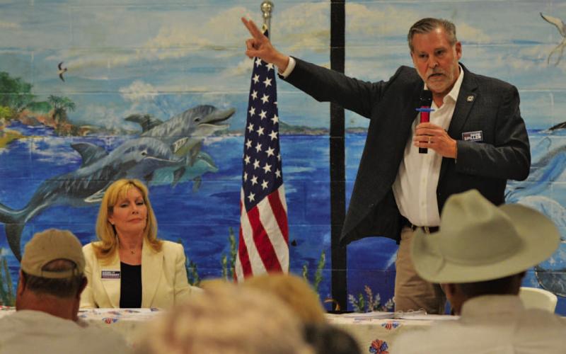 Republican candidates Kerri Kingsbery and David Spiller discussed their priorities for the Texas Legislature and how they would represent Lampasas County constituents. ERICK MITCHELL | DISPATCH RECORD