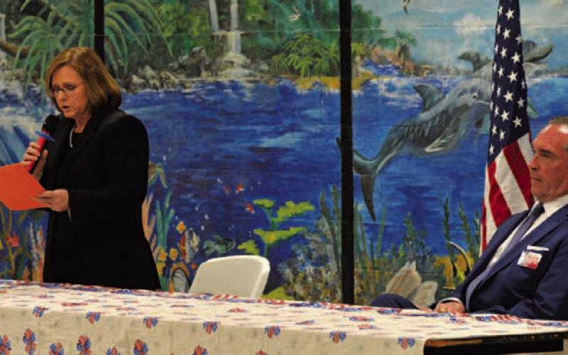 District Court judge candidates Debbie Garrett and Cheyenne Minick also addressed the crowd at Tuesday night’s candidate forum. Their responses are on page A9. ERICK MITCHELL | DISPATCH RECORD