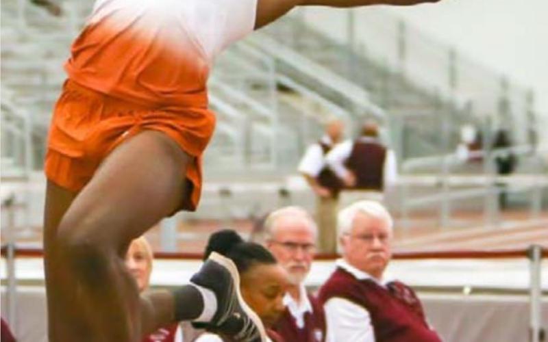 Steffin McCarter, a University of Texas senior long jumper and LHS grad, hoped to qualify for the 2020 Tokyo Olympics, but they are postponed until July 23, 2021-Aug. 8, 2021. UNIVERSITY OF TEXAS ATHLETIC DEPARTMENT | COURTESY PHOTO