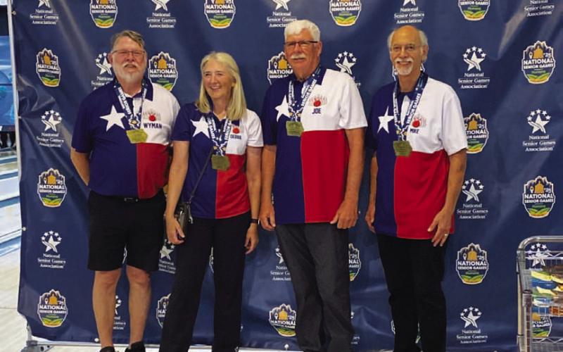 COURTESY PHOTO | WYMAN POWERS Wyman Powers, left, Debra Cathey (Duncanville), Joe Wickens (Georgetown) and Mike Bodien (Bulverde) made up the team that won gold at the National Senior Games.