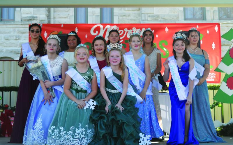 The 2025 Snow Queen Court was revealed during Saturday’s festivities. Back row, from left, Rose Reid, humanitarian award and queen; Miyah Kimbal, photogenic; McKinley Harpster, princess; Isabella Garza, queen; McKenzie Armentrout, princess; and Aleesya Lucas, princess. Front row, from left, are Lauren Miller, queen; Raelyn Hill, princess; Bexley Long, queen; Aria Krupp, ambassador; and Bonnie Raquet, photogenic. ERICK MITCHELL | DISPATCH RECORD