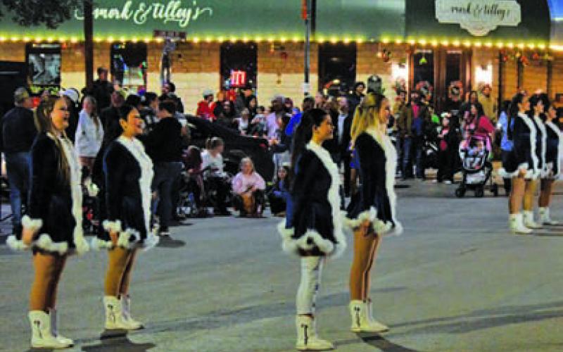 The Lampasas High School Flames dance team helped kick off the official lighting ceremony before Saturday’s parade. ERICK MITCHELL | DISPATCH RECORD