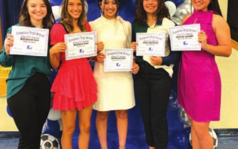Bella Lindsey, left, Nyla Long, Kailyn Cisneros, Tate Brown and Keona Cartwright pose with their awards. COURTESY PHOTO