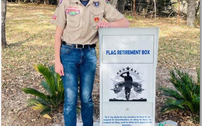 courtesy photo Lampasas Boy Scout Troop 200 member Ian Johnson said his Eagle Scout project benefits residents who want to dispose properly of their old American flags.