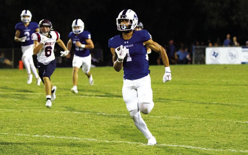 HUNTER KING | DISPATCH RECORD Ty Johnson sprints down the sideline during his 90-yard kickoff return for a touchdown.