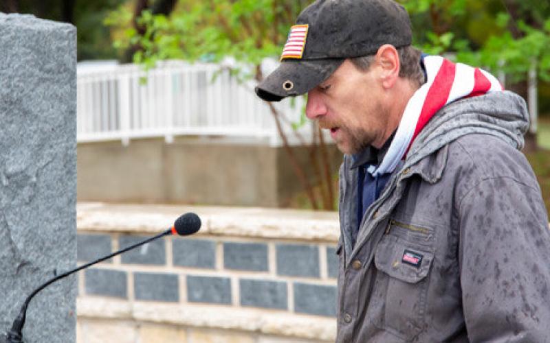 Guest speaker for the ceremony, Ken Shirley Jr., provided a family member’s perspective to veterans. chris miles | dispatch record