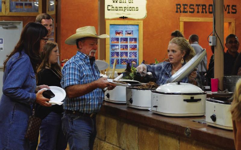 The Lampasas County Livestock Association served hundreds of ribeye-steak dinners to attendees at Saturday’s Reverse Raffle at the show barn. ERICK MITCHELL| DISPATCH RECORD